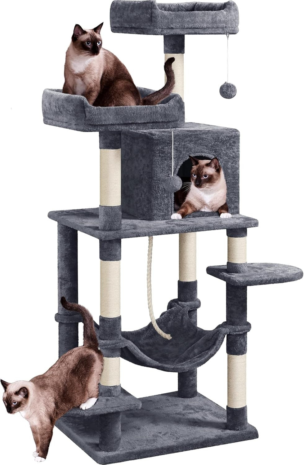 Large Cat Tree Tower 150cm Scratching Post Condo Hammock Play Centre