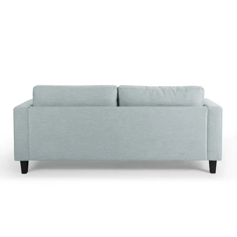 Pale Blue 3 Seater Linen Sofa Modern Fabric Couch with Cushions & Arms