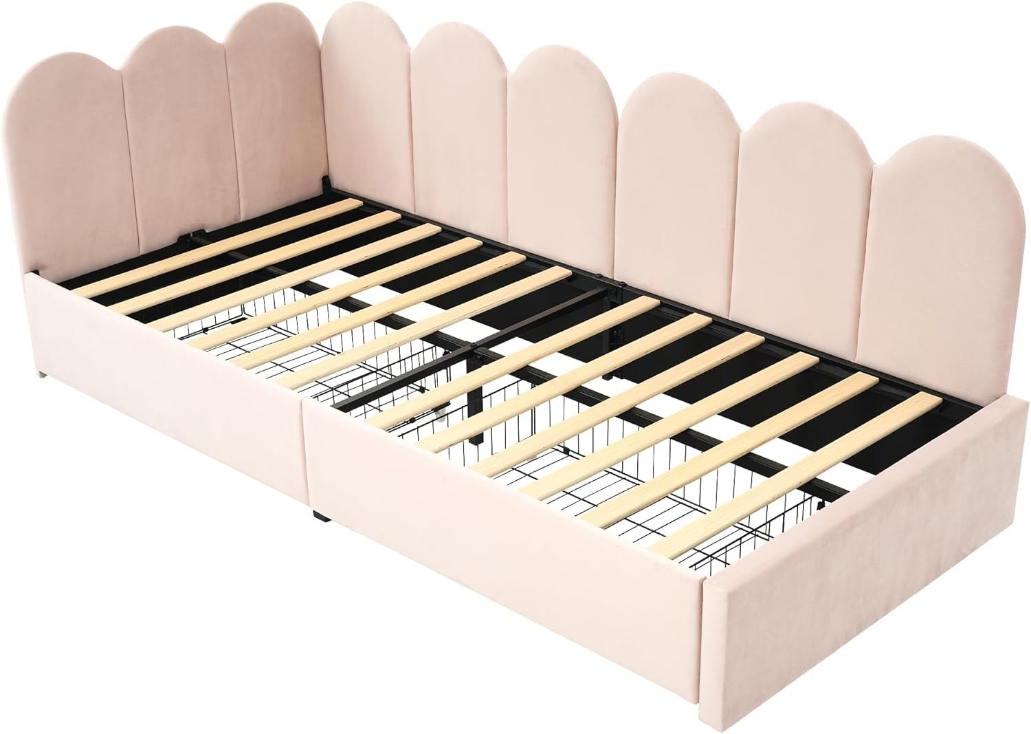 Pink Velvet Daybed Sofa Bed with Storage Drawers 3FT Single Kids Room