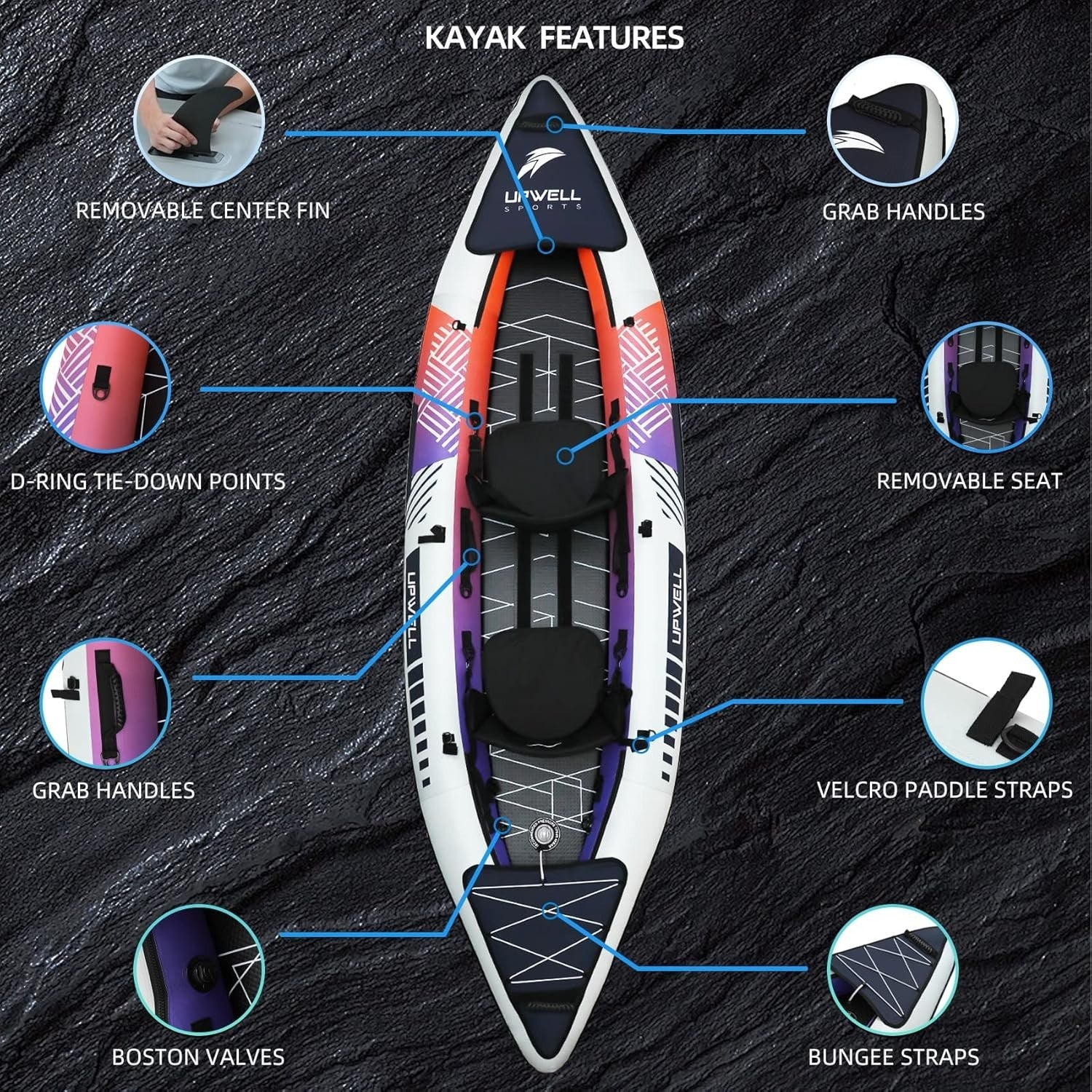 2 Person Inflatable Kayak Set w/ Paddles Pump High Pressure Floor
