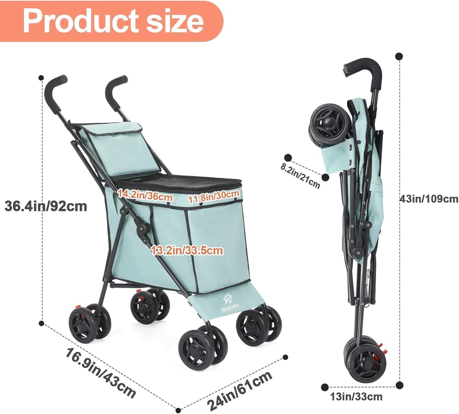 Collapsible Folding Utility Wagon Heavy Duty Cart Large Capacity Teal Blue