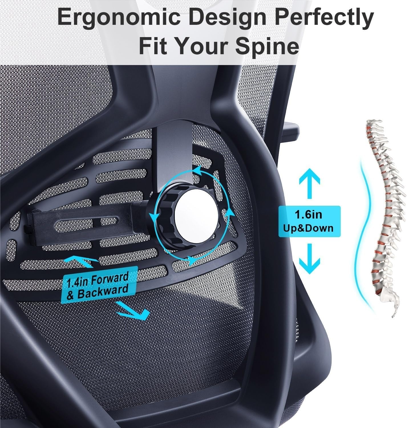 Ergonomic Office Chair Adjustable Lumbar Headrest Backrest Rocking Heavy Duty De