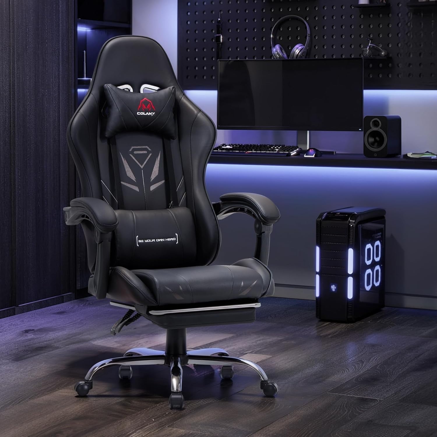 Gaming Chair High Back Footrest Swivel Recliner Office Computer Desk Seat