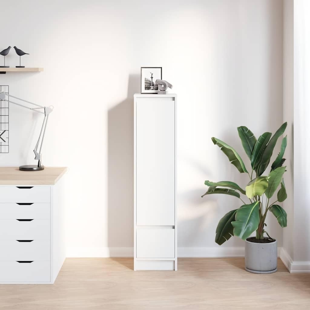 Moisture Resistant White Storage Cabinet with Drawer & Flexible Door