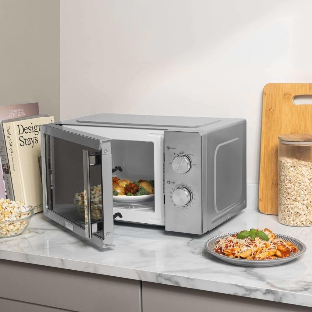 20L 800W Stainless Steel Microwave Oven with 5 Power Levels & Timer