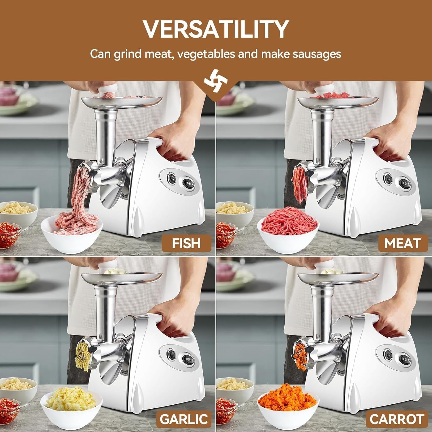 Heavy Duty Meat Mincer 2800W Sausage Maker Food Grinder 3 Steel Plates