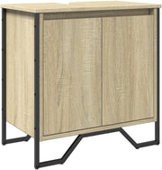 Modern Bathroom Vanity Unit Sonoma Oak – Under Sink Cabinet 2 Door Storage 60x60