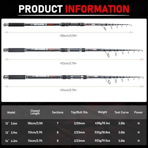 Telescopic Carp Fishing Rod Carbon Fibre 3.6M–4.2M 3.0lb