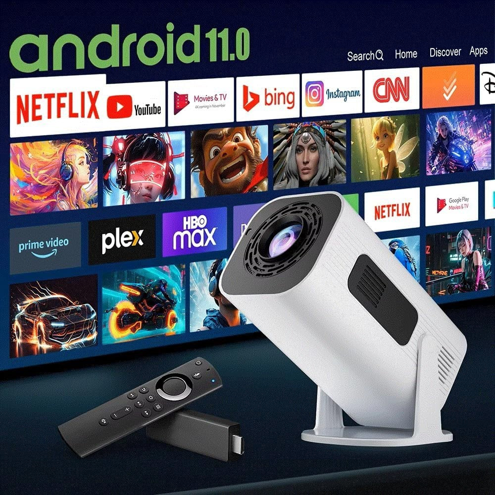 Portable Android 11 Mini Projector 1080P WiFi 6 Bluetooth Home Cinema