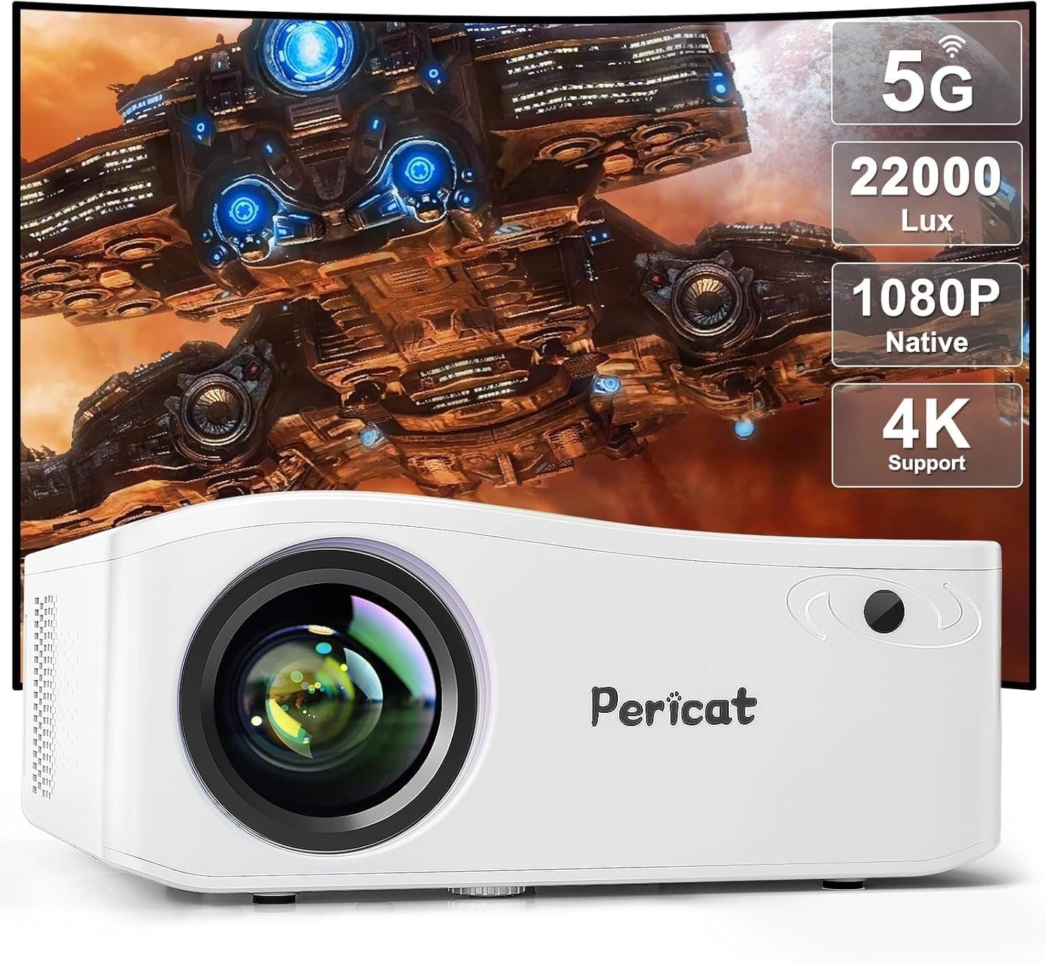 1080P WiFi 5G Bluetooth Projector 380 ANSI 200" 4K Outdoor