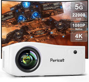1080P WiFi 5G Bluetooth Projector 380 ANSI 200" 4K Outdoor