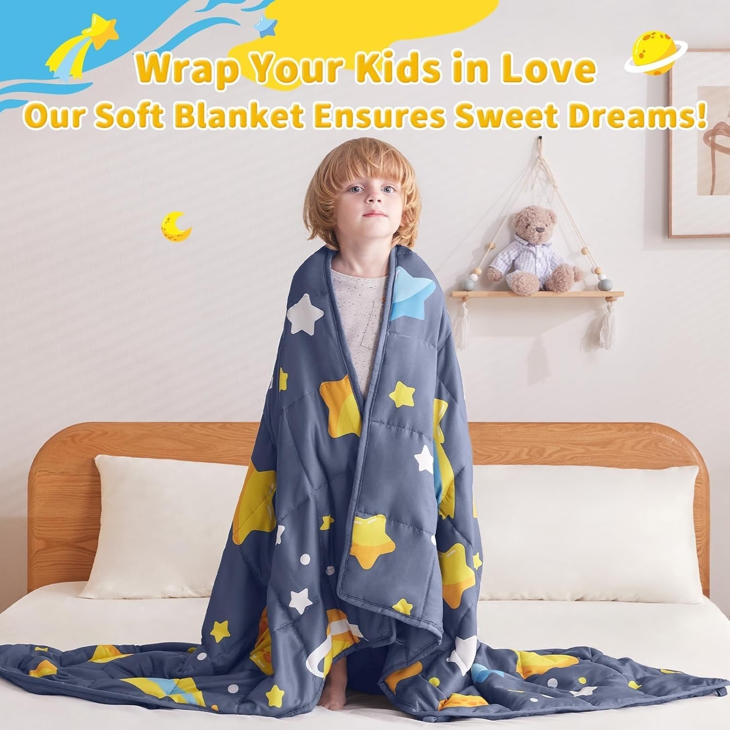 Kids Weighted Blanket 40x60in 7lbs Breathable Cooling Throw Grey Moon