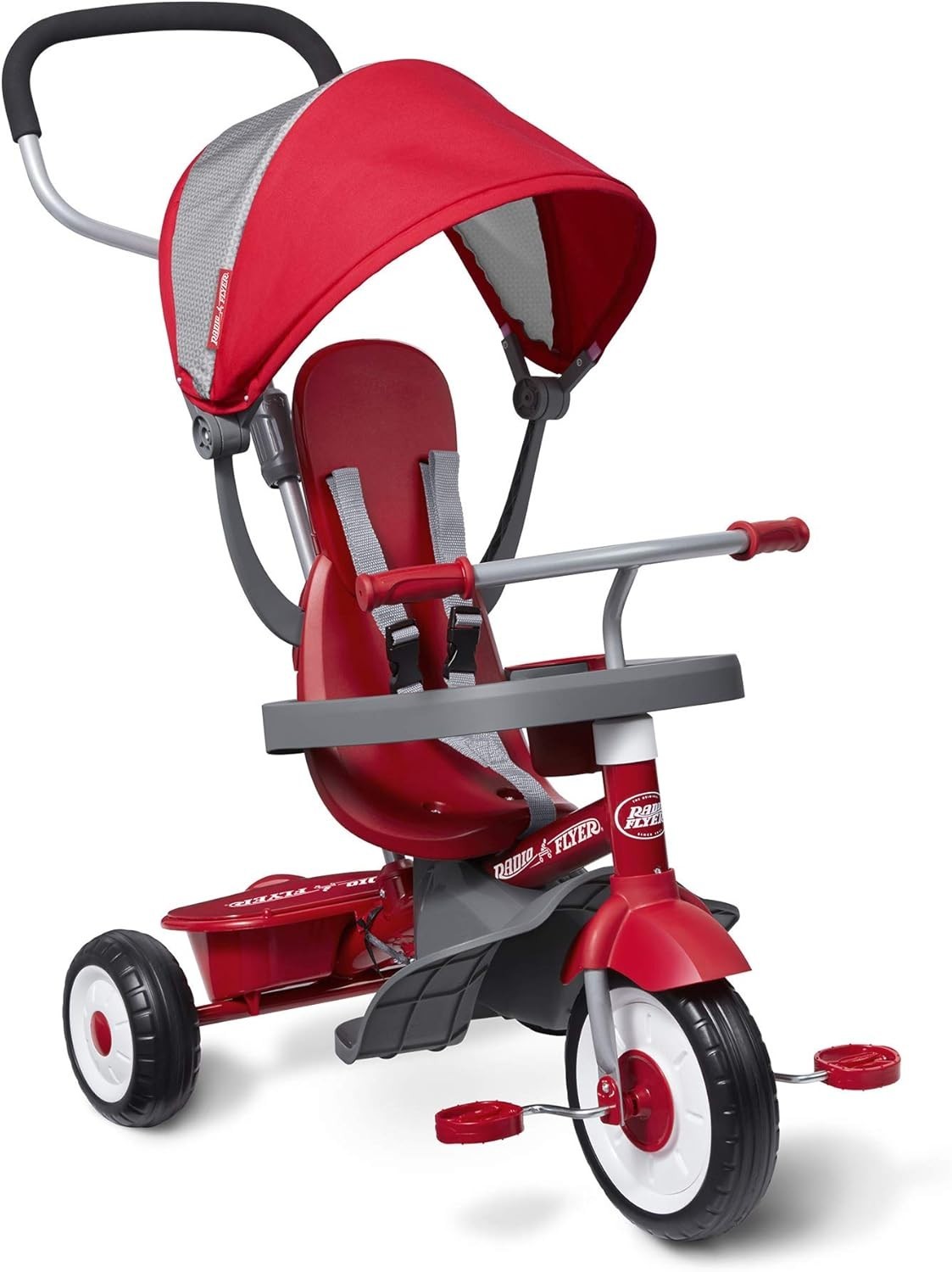 4 in 1 Toddler Tricycle Push Trike Parent Handle Adjustable Seat Red