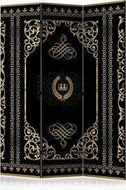 Luxury Black & Gold Mandala Room Divider 135×172cm | 3-Panel Privacy Screen