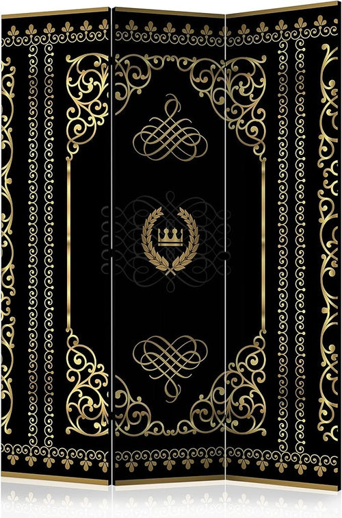 Luxury Black & Gold Mandala Room Divider 135×172cm | 3-Panel Privacy Screen