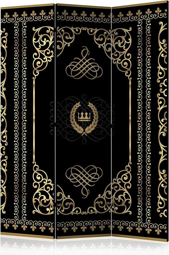 Luxury Black & Gold Mandala Room Divider 135×172cm | 3-Panel Privacy Screen