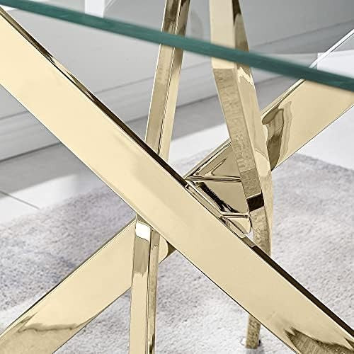 Clear Glass Rectangular Dining Table Gold Intertwined Legs Modern 120x70x75cm