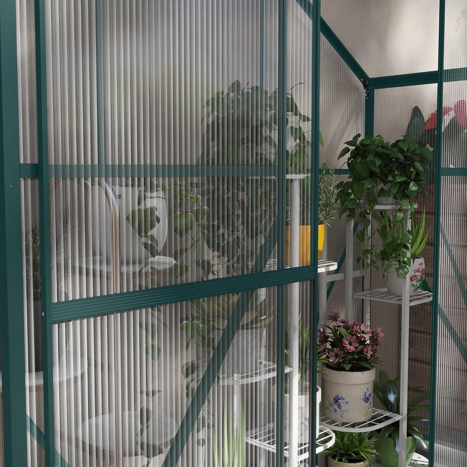 6x2.5ft Aluminium Greenhouse with Polycarbonate Panels & Sliding Door