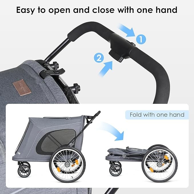4 Wheel Large Dog Stroller Foldable Heavy Duty Pet Pushchair Trailer 100lb