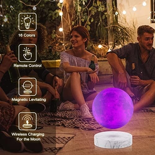 Marble Base Floating Moon Lamp 16 Color Magnetic LED Light
