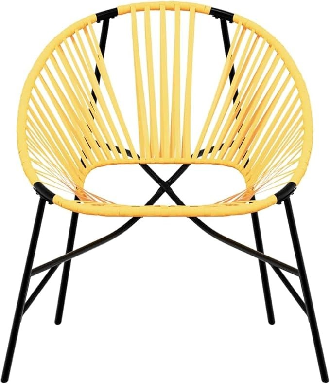 Outdoor Egg Chair Black Yellow Rattan Garden Patio Balcony Seat Comfortable
