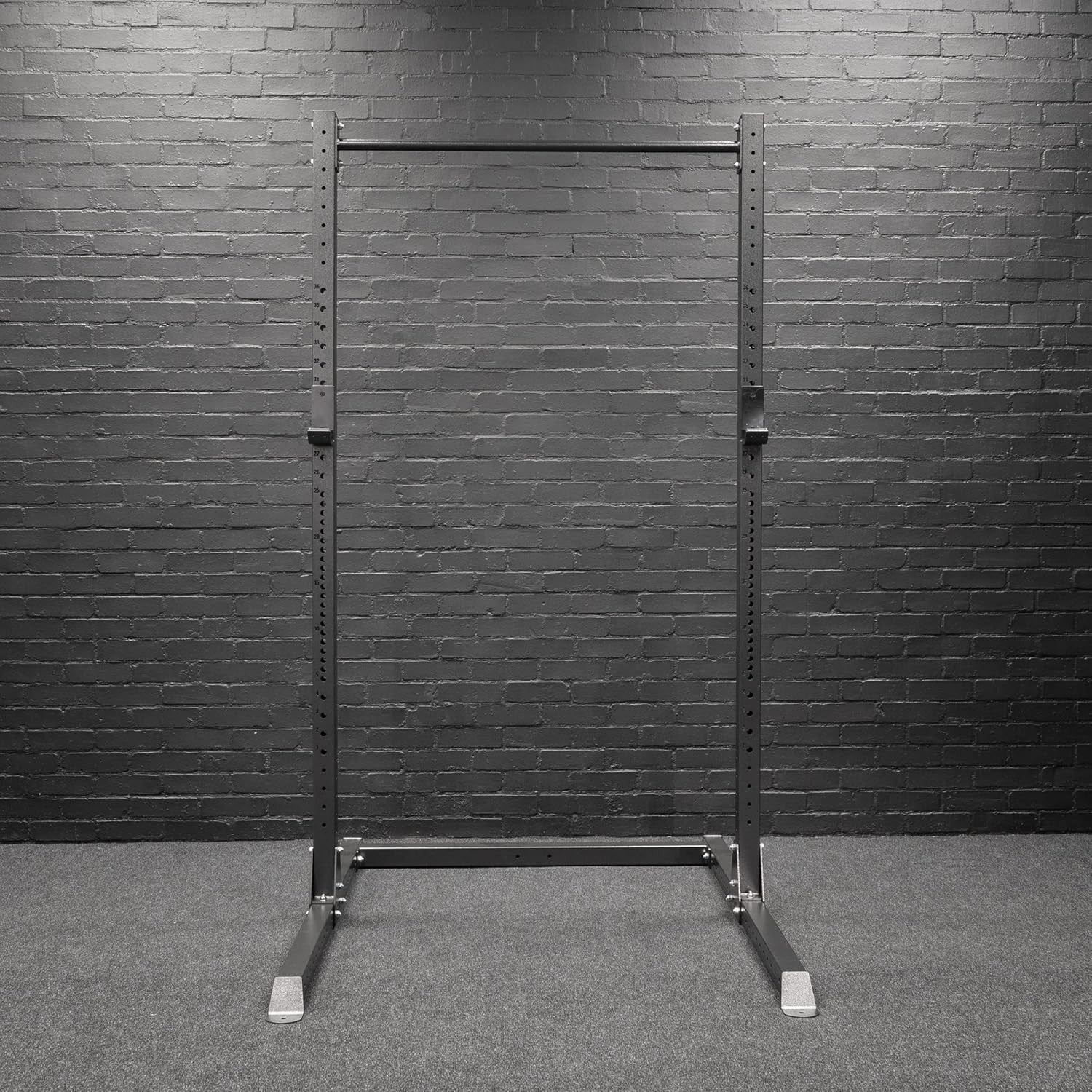 Half Power Rack Squat Cage Black with Pull Up Bar | Adjustable Home Gym