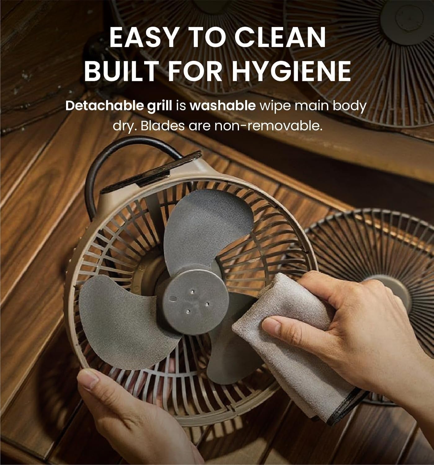 Portable Rechargeable Fan – 10400mAh Battery 4-Speed Remote w/ USB Power Bank