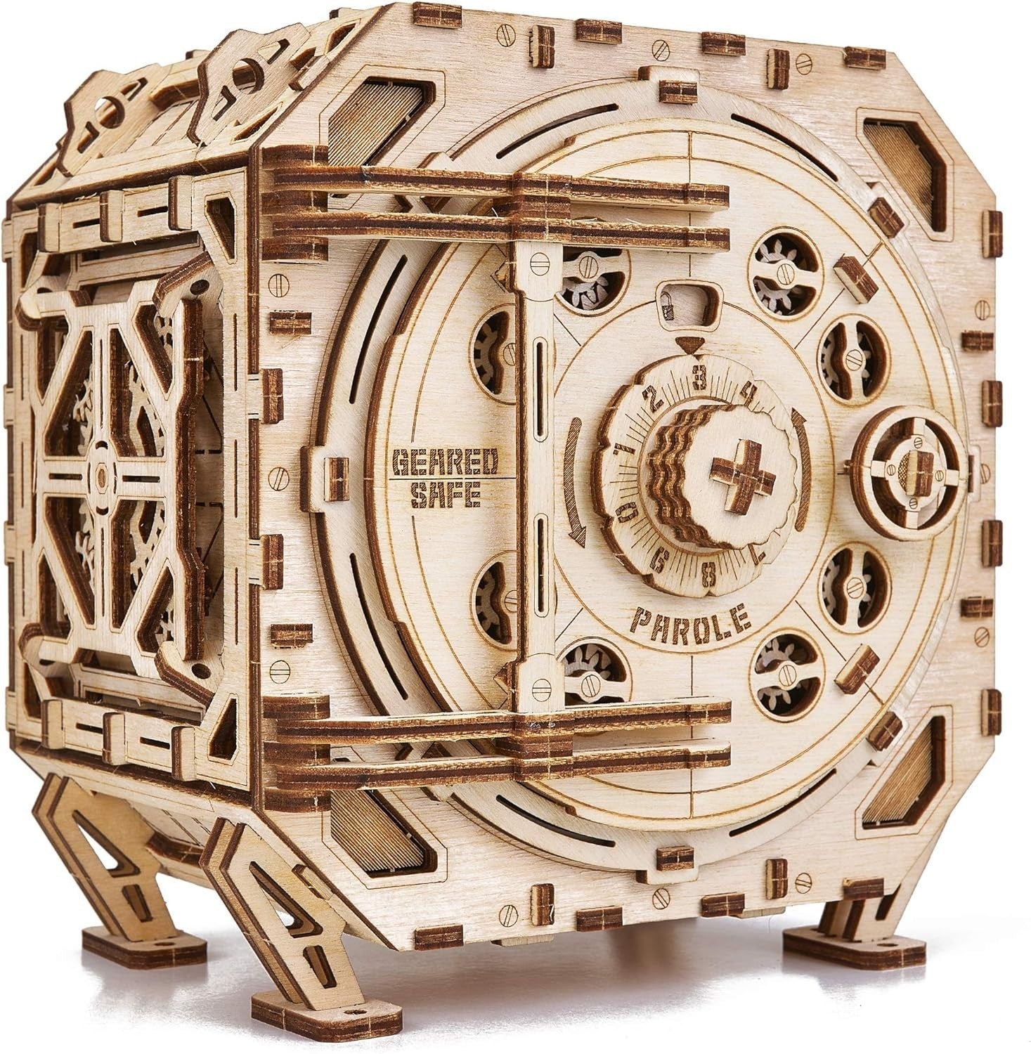 Mechanical Wooden Puzzle Safe Box with Combination Lock - DIY Storage Kit