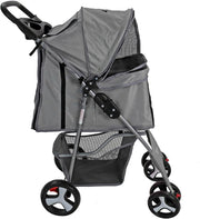 Pet Travel Stroller Dog Cat Pushchair Foldable Swivel Wheels 15kg Grey
