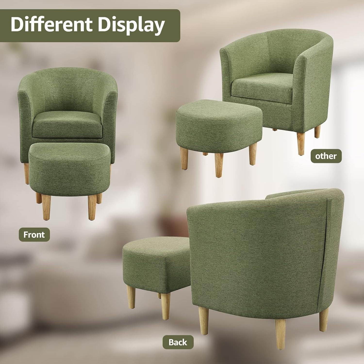 Snuggle Boucle Armchair with Footstool Lounge Tub Chair Sofa Green