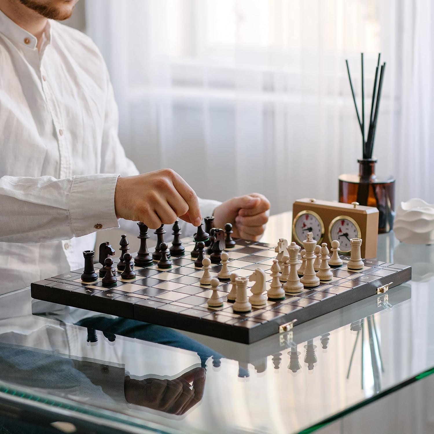 41cm Large Wooden Chess Set | Handmade Tournament Board & Staunton Pieces