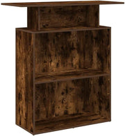 Smoked Oak Reception Desk 100x40x104cm Modern Office Counter with Storage Shelf