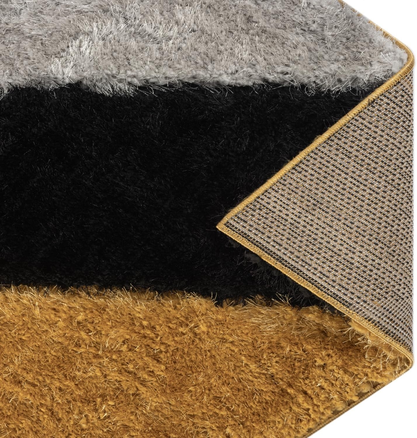 Ochre Grey Shaggy Rug 120x170cm Soft Non Shed Modern Living Room Carpet