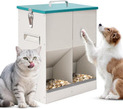 10L Dual Gravity Pet Feeder for 2 Cats Dogs Metal Food Dispenser