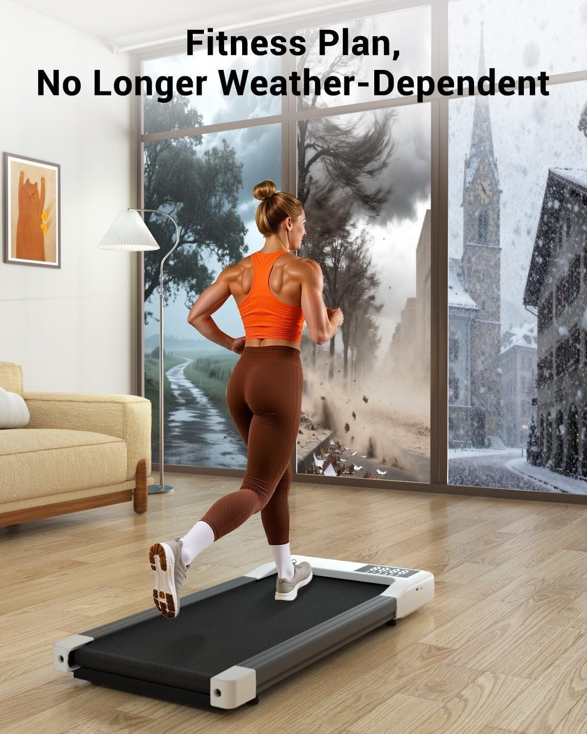 Compact Under Desk Treadmill – Quiet, Shock-Absorbing, AI Training, App-Control