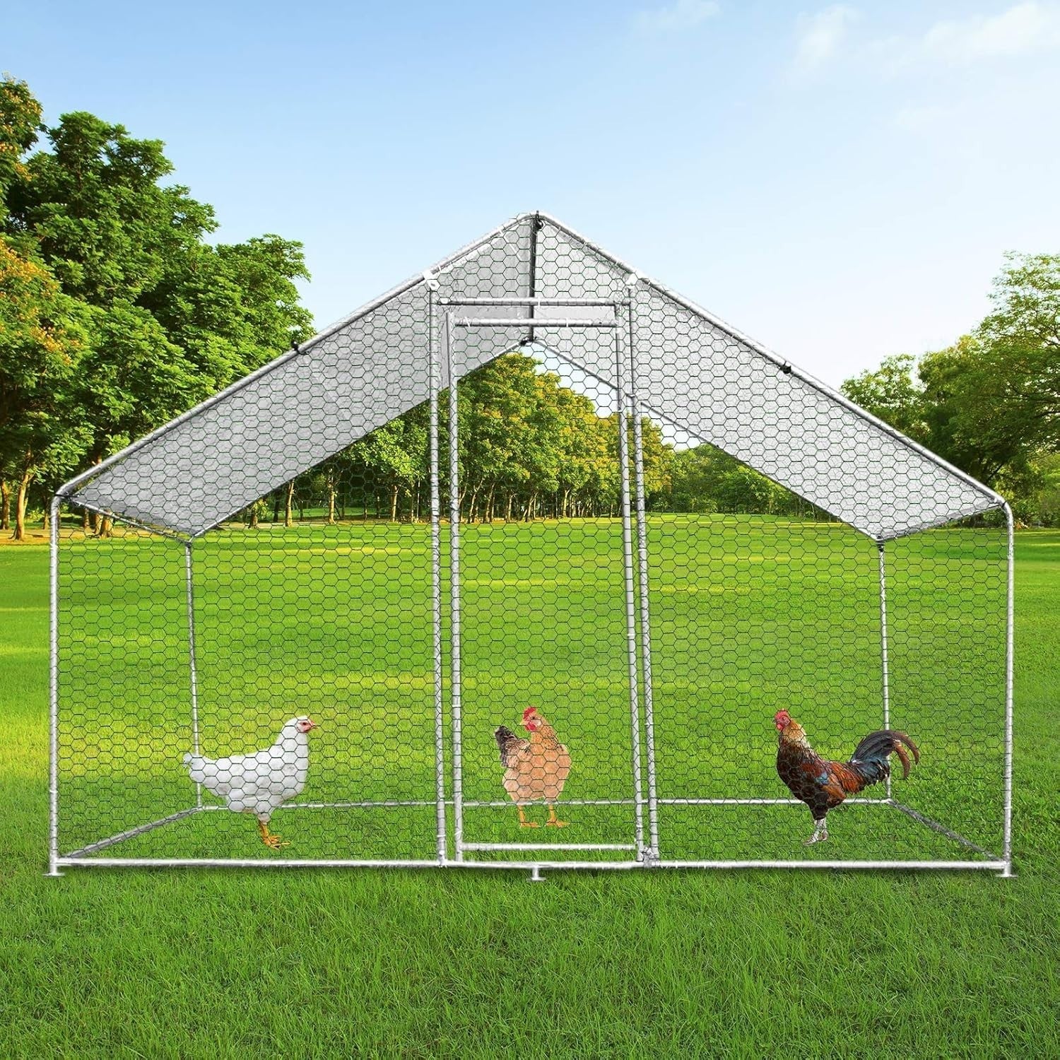 Walk In Chicken Run 4x3x2m Galvanised Steel Coop Pen