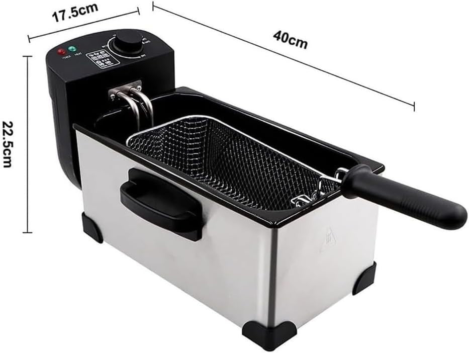 3.5L Stainless Steel Deep Fryer 2000W Electric Basket Temp Control