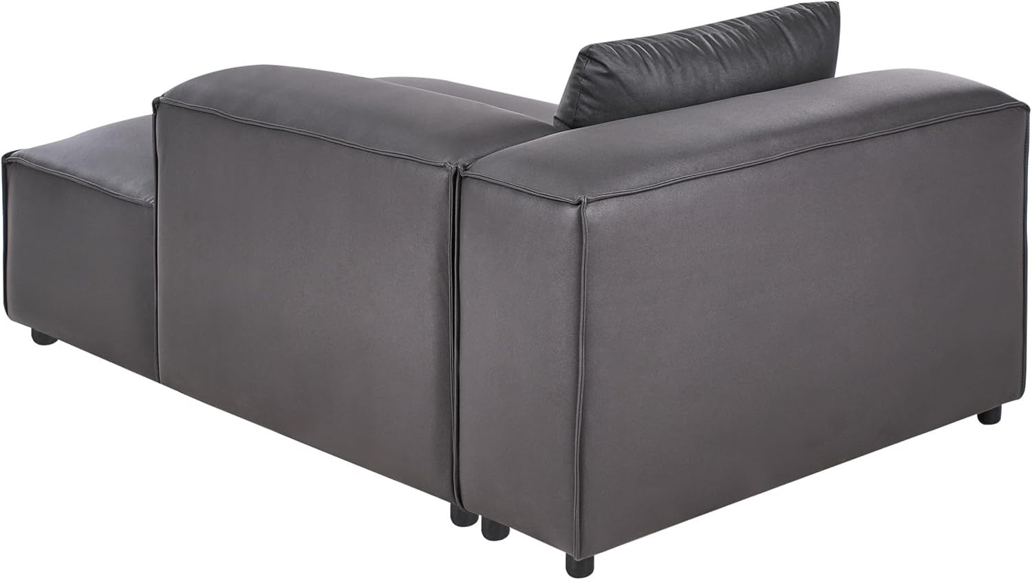 Left Hand Black Chaise Lounge Faux Leather Sofa Seat Daybed Extension