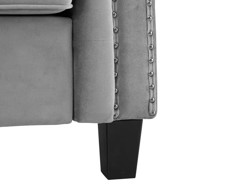 3 Seater Chesterfield Sofa Light Grey Velvet | Deep Cushions Solid Frame