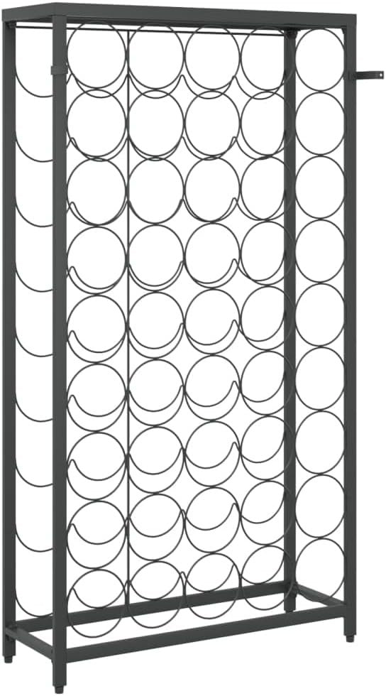 45 Bottle Wine Rack Free Standing Black Metal Wine Storage Shelf Kitchen Bar