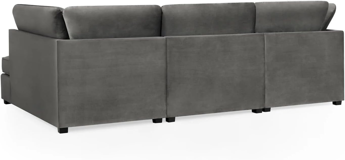 4PC U Shape Sofa with Footstool – Grey Plush  Sectional – 5/6 Seater Modular.