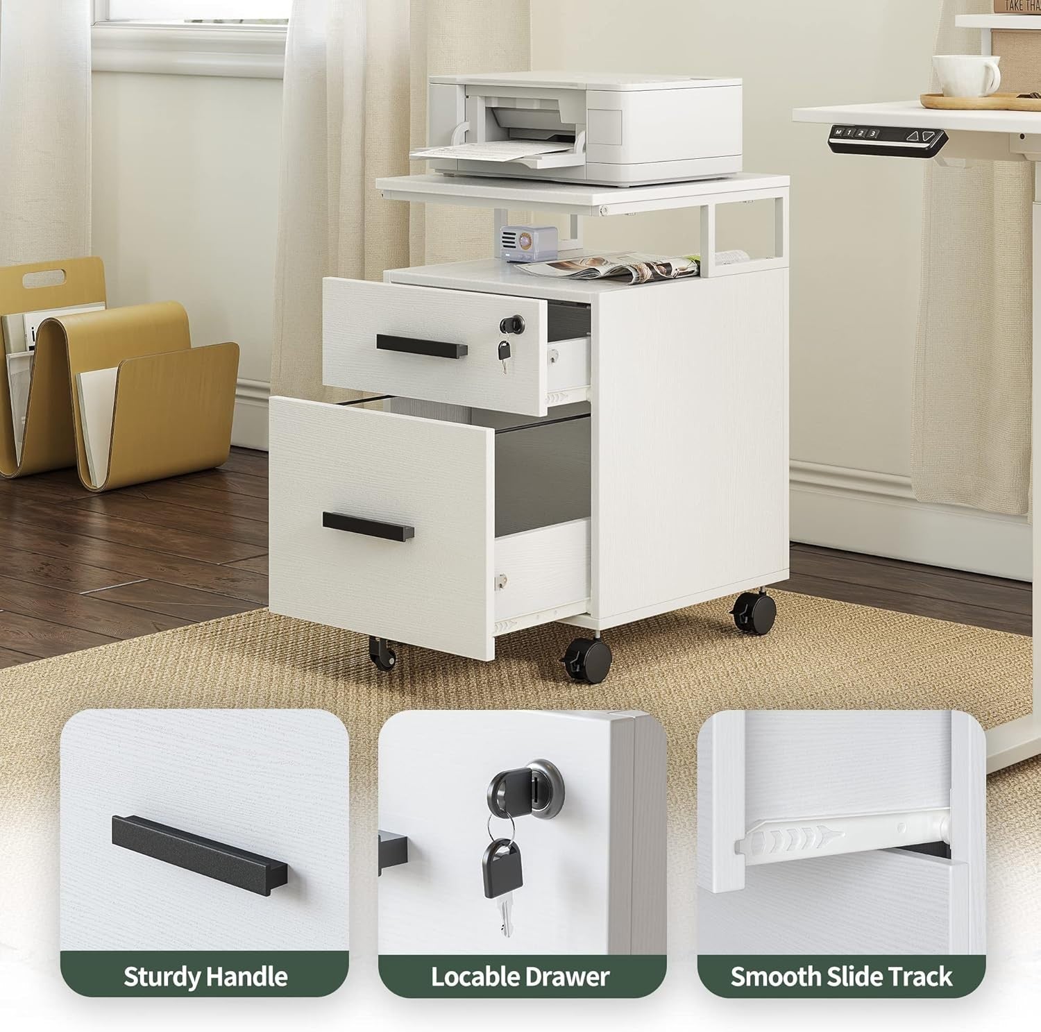 Locking Rolling File Cabinet 2 Drawer Under Desk A4 Legal Storage