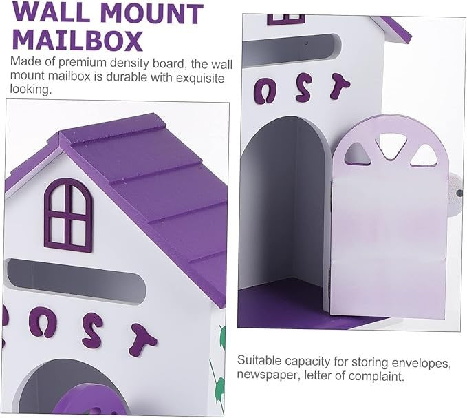 Wall Mounted Suggestion Mailbox Purple Lockable Post Box for Home Office School
