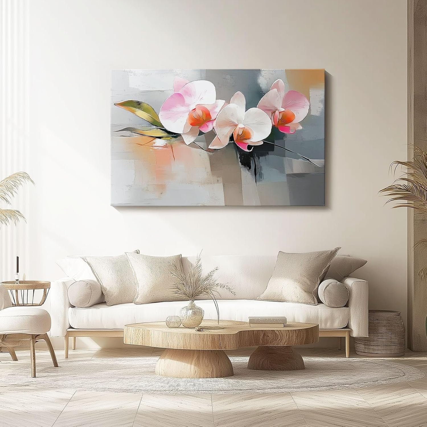 Large Orchid Canvas Wall Art 76x51cm Pink Floral Living Room Decor