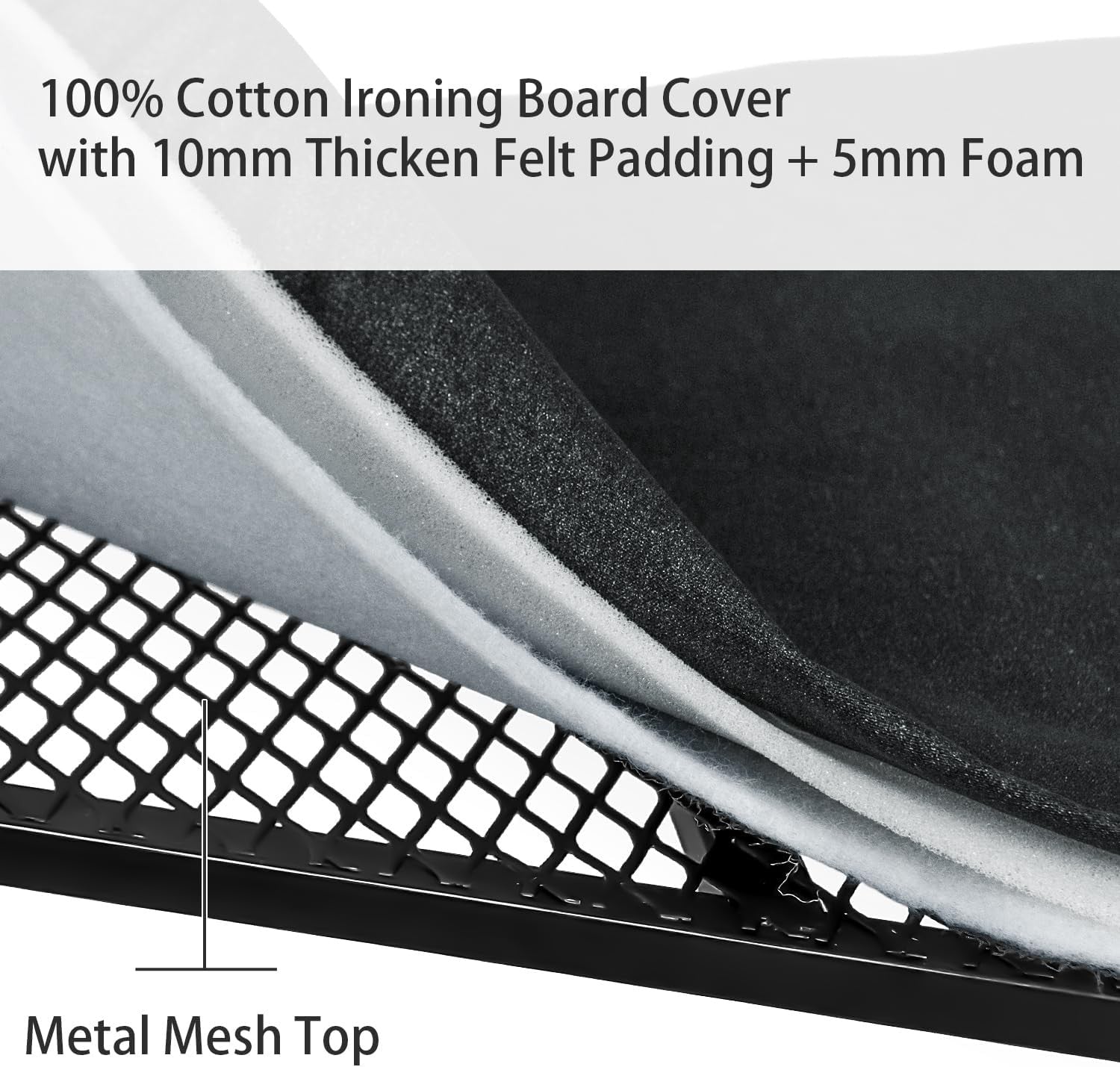 Extra Wide Ironing Board 123x44cm Black Heavy Duty Adjustable Steam Rest