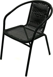 Black Rattan Garden Chair Stackable Bistro Patio Cafe Outdoor Seating