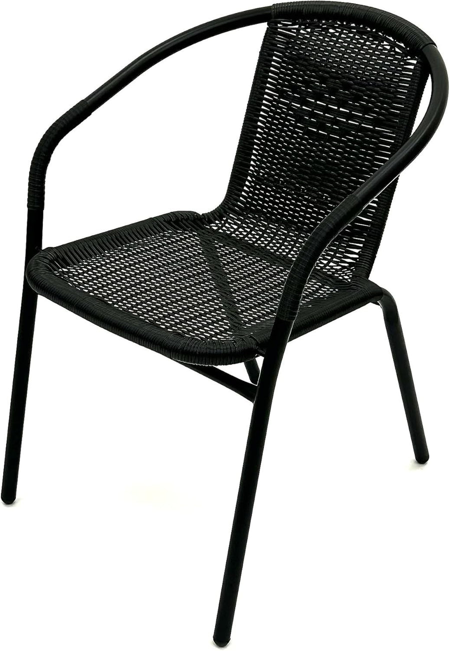 Black Rattan Garden Chair Stackable Bistro Patio Cafe Outdoor Seating