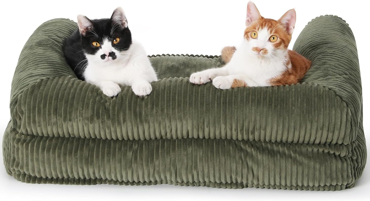 Corduroy Cat Couch Bed Washable Orthopedic Pet Sofa Non Slip Medium