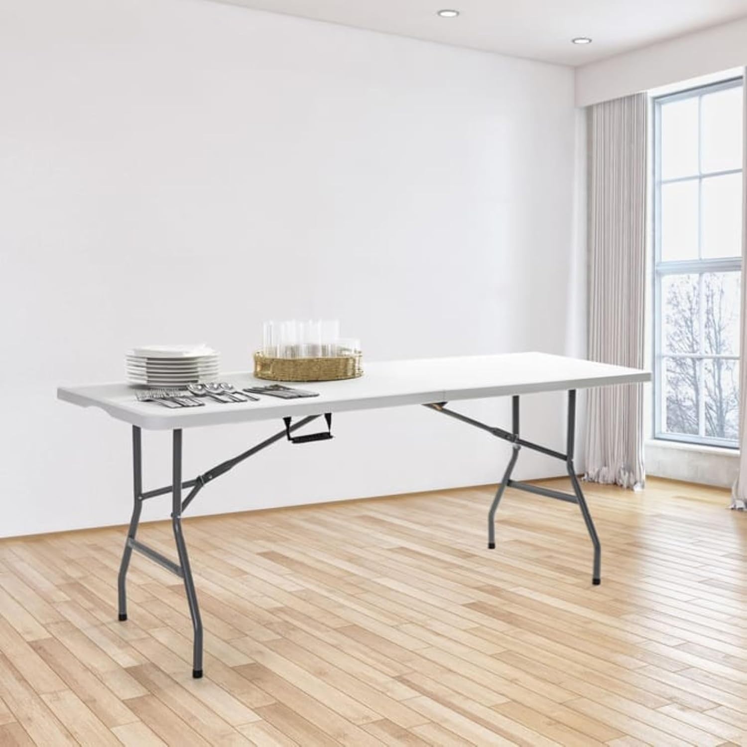 6ft Folding Plastic Table Outdoor Camping BBQ Picnic 400kg Heavy Duty