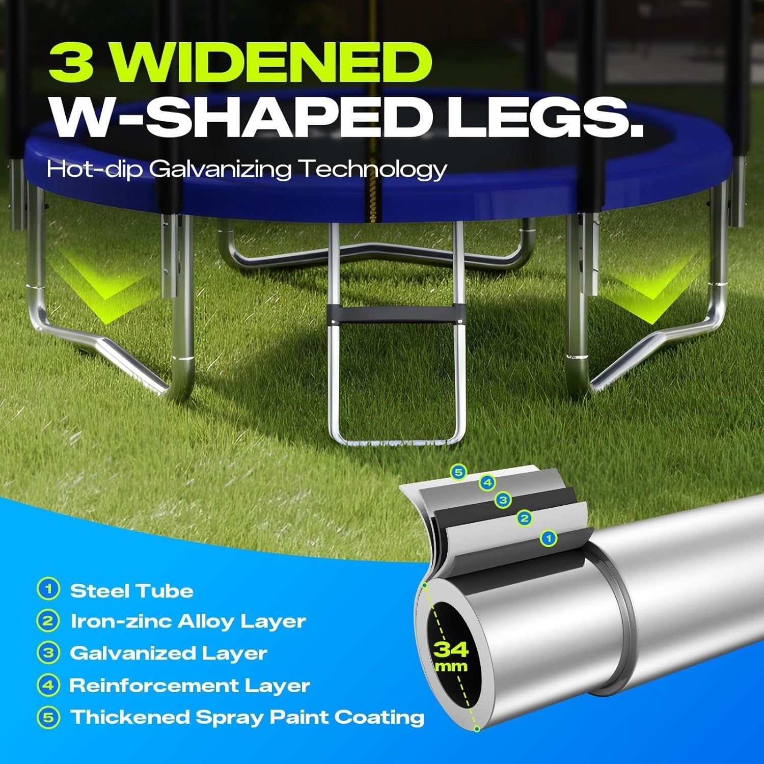 8ft Outdoor Garden Trampoline Safety Enclosure Ladder Family Fun